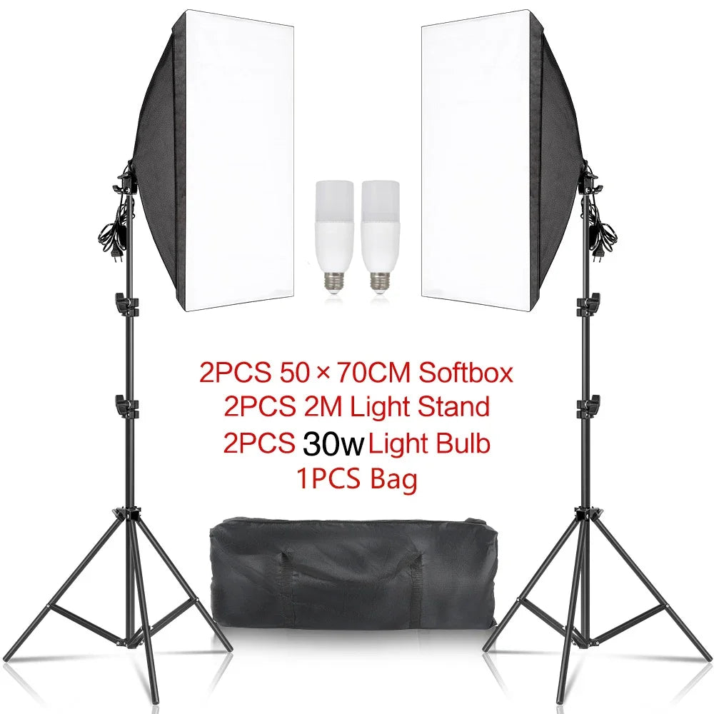 SH 3Pcs SoftBox With Sandbag Professional Photography Photo Studio Softbox Lights Lighting Kit Equipment Boom Arm