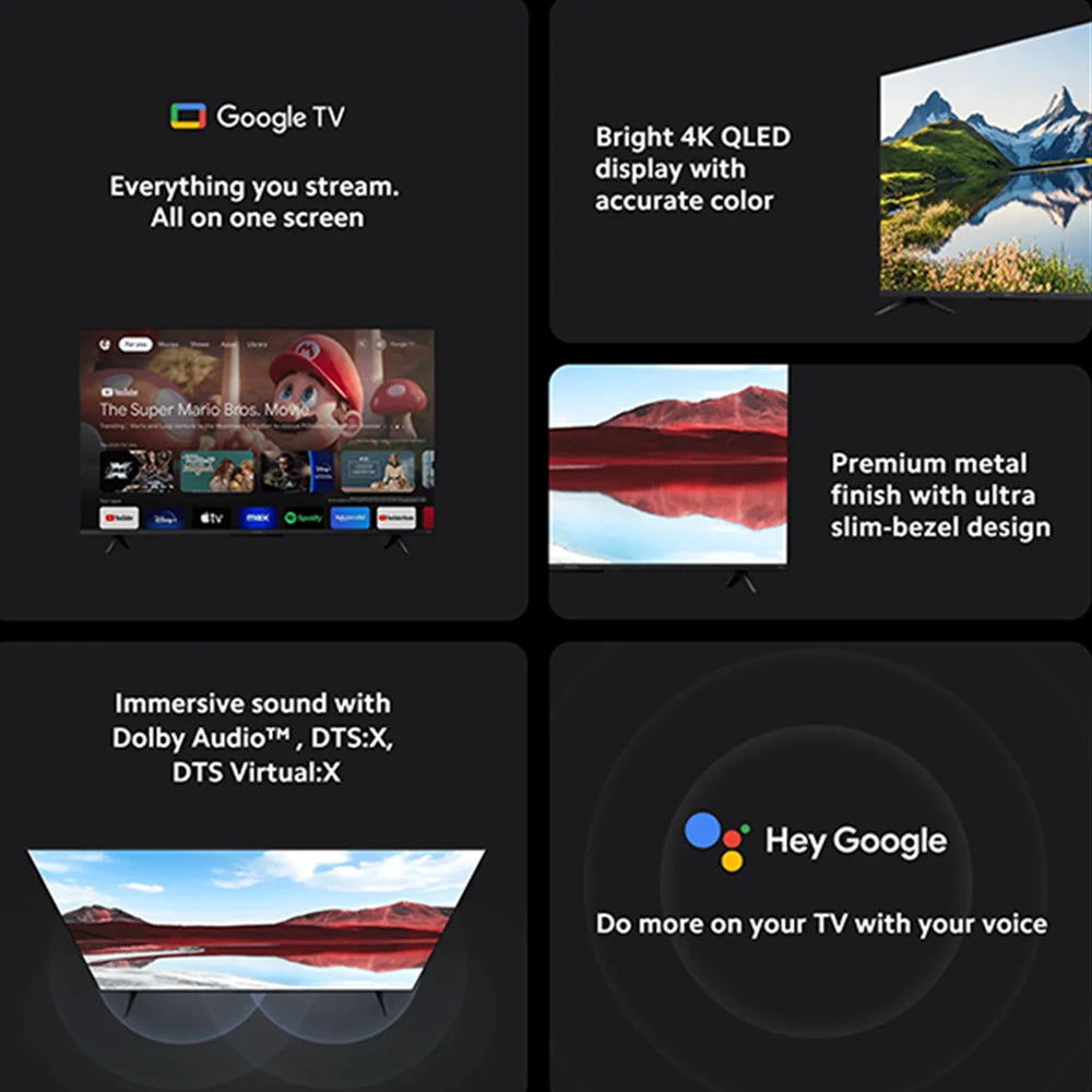 Xiaomi TV A Pro 43 2025 Bright 4K QLED screen with precise colors top-end metal finish with ultra-thin frame immersive soun