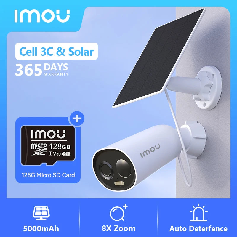 IMOU Cell All In One Panel Set 2K WiFi Camera 5000mAh Battery Wireless IP66 Smart Color Night Vision Home Security Camera