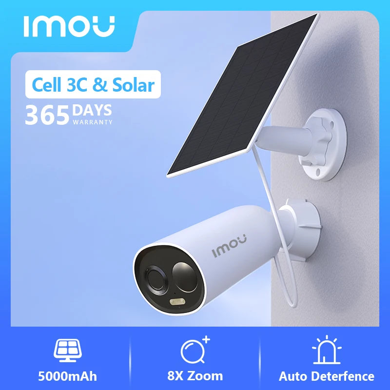 IMOU Cell All In One Panel Set 2K WiFi Camera 5000mAh Battery Wireless IP66 Smart Color Night Vision Home Security Camera
