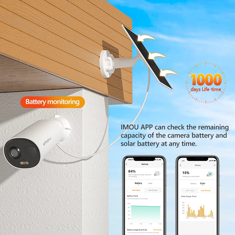 IMOU Cell All In One Panel Set 2K WiFi Camera 5000mAh Battery Wireless IP66 Smart Color Night Vision Home Security Camera