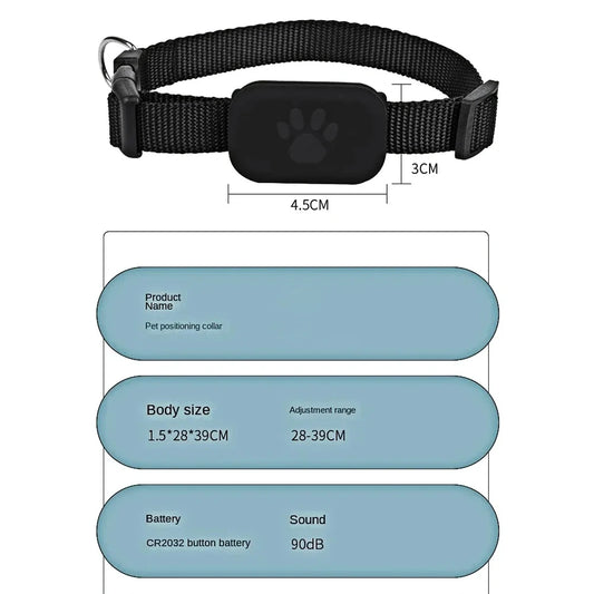 Pet GPS Tracker Dog Cat Locator - Adjustable Collar, Real-Time Tracking, Waterproof, Long Battery Life, Works with iOS Android