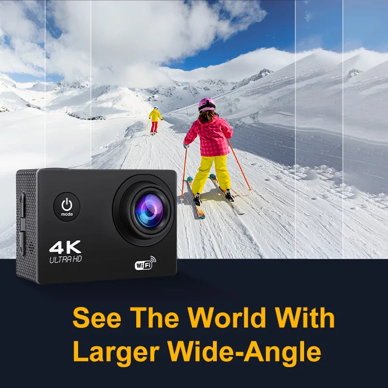 Action Camera Ultra HD 4K/30fps WiFi 2.0-inch 140D Underwater Waterproof Helmet Video Recording Cameras Bicycle Vlog Camera