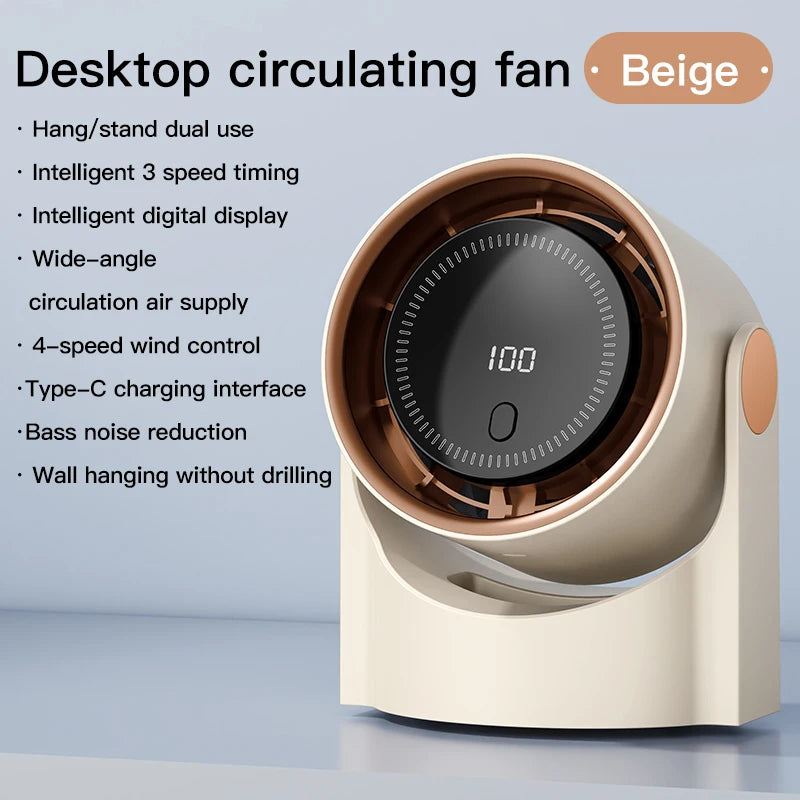 Xiaomi MIJIA Electric Fan Desktop Silent Wall Mounted Air Conditioner Bladeless Fan USB Charging Portable Office Indoor Camping