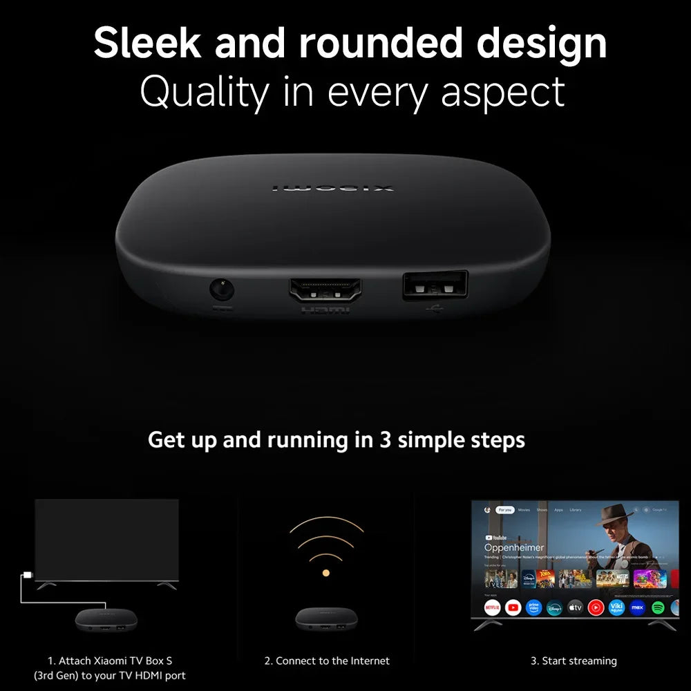 Global Version Xiaomi TV Box S 3rd Gen 4K Ultra HD 2G 32G WiFi BT5.2 Google TV Cast Netflix Smart TV Box Media Player