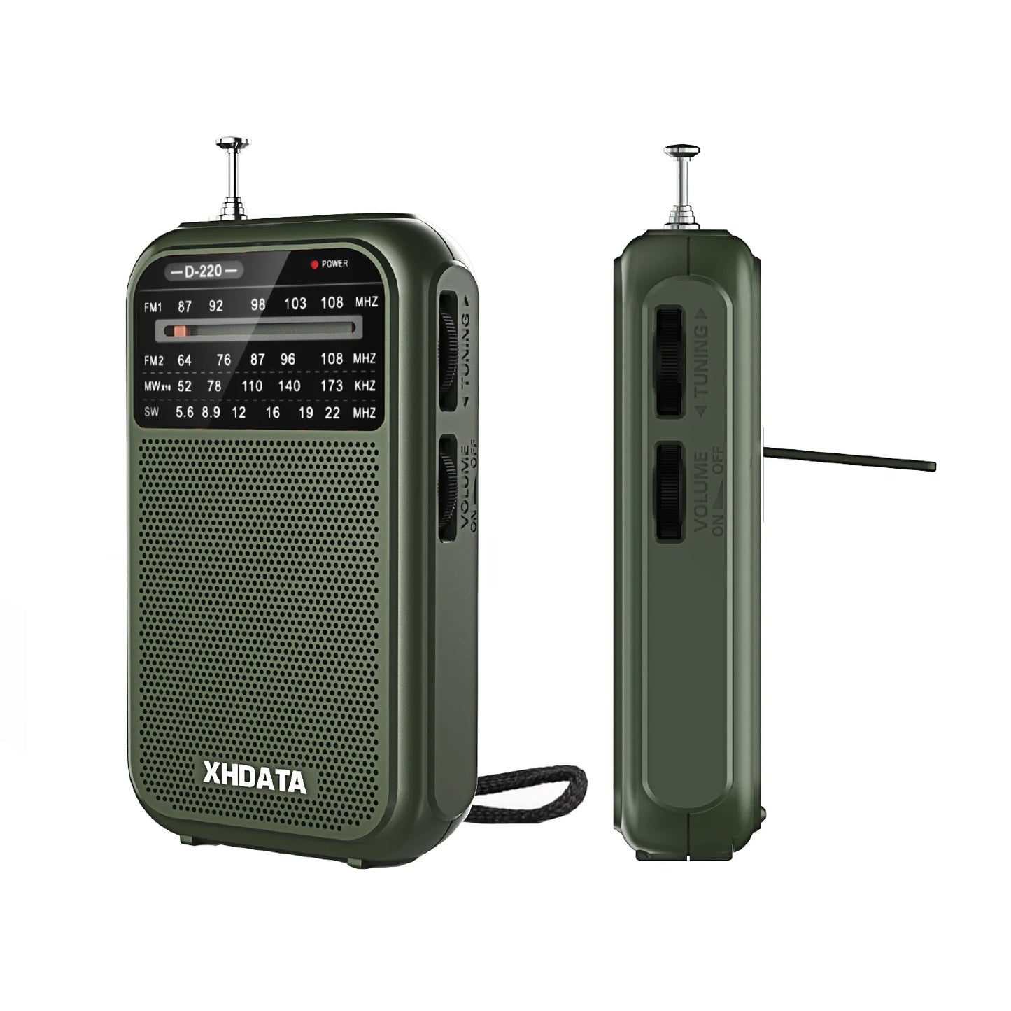 XHDATA D220 Mini Portable Radio Retro Design FM/MW/SW Pocket Radio Good Reception World Receiver DSP Medium Wave Radio D-220