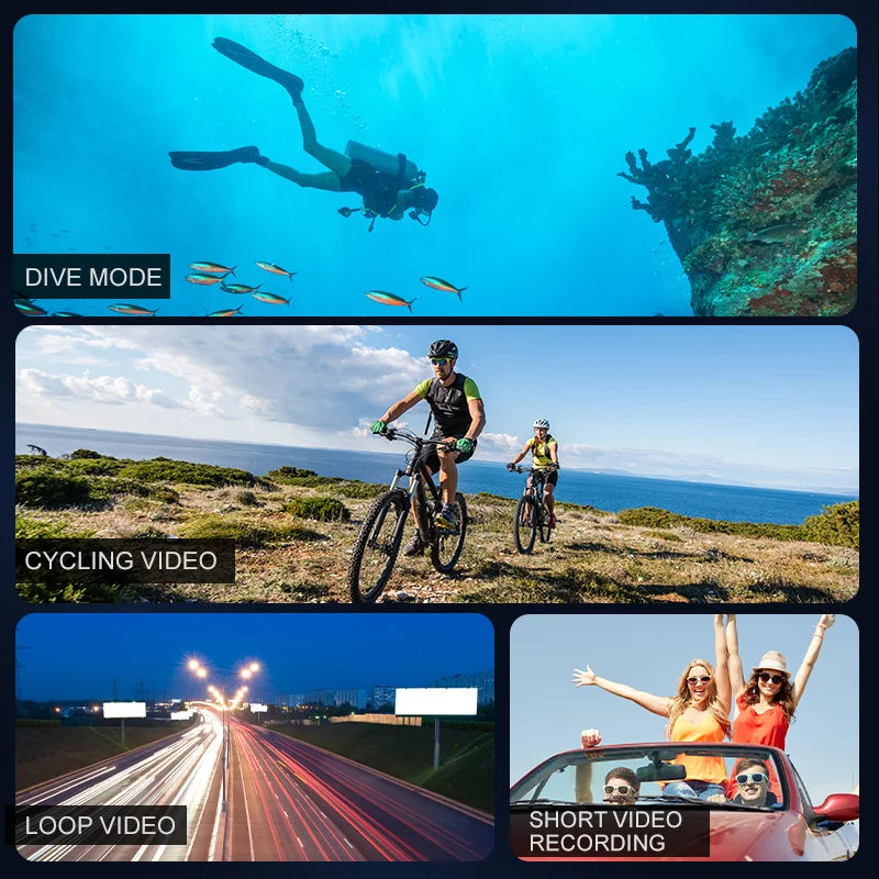 Action Camera Ultra HD 4K/30fps WiFi 2.0-inch 140D Underwater Waterproof Helmet Video Recording Cameras Bicycle Vlog Camera