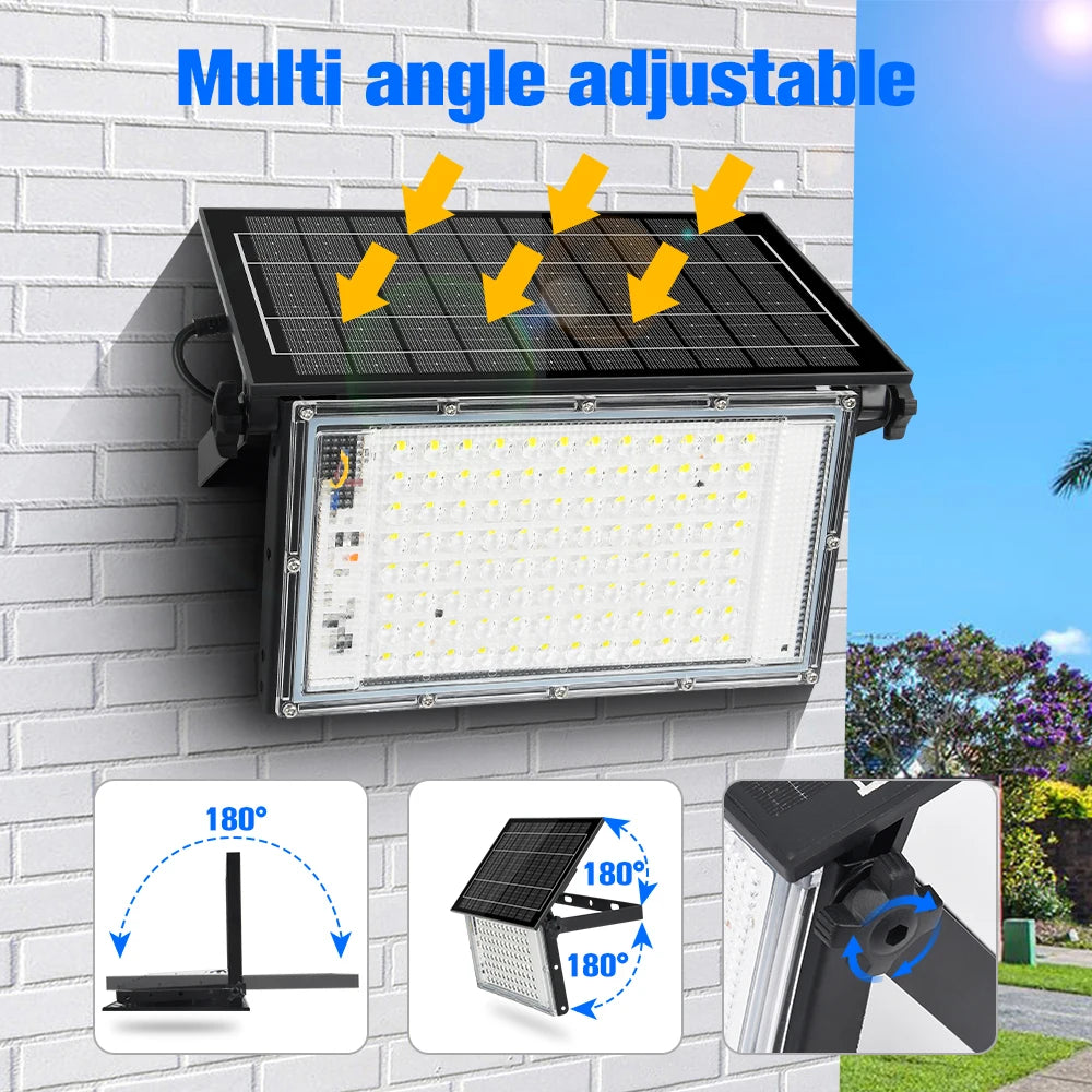 100W 200W LED Portable Solar Floodlight Outdoor Hiking Camping Light Waterproof IP65 Wall Light For Garden Patio Garage Backyard