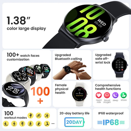 HAYLOU Solar Lite Smart Watch 1.38" HD Display Bluetooth 5.3 Voice Calling SpO2 Heart Rate Monitor 20 Days Endurance Smartwatch