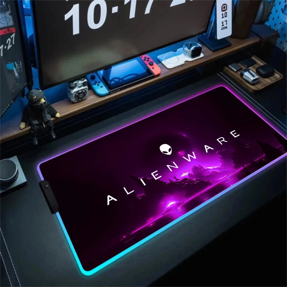 XXL Large PC Gamer Keyboard Desk Mat 900x400 RGB Alienware Gaming Mouse Pad LED Computer Accessories Tapis De Souris Mousepads
