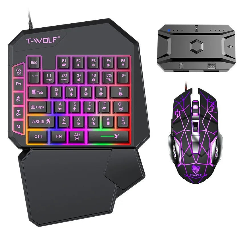 Gaming Keyboard Set One Hand Keyboard Mouse Converter Mobile Game Converter Backlight Mobile Controller Gamer Accessories TF900