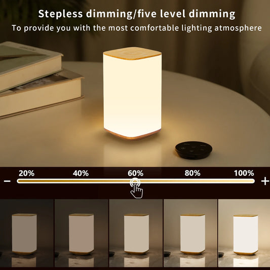 LED Touch Table Lamp with Remote Control USB Rechargeable Night Light RGB Dimmable Bedside Desktop Lamps for Bedroom Living Room