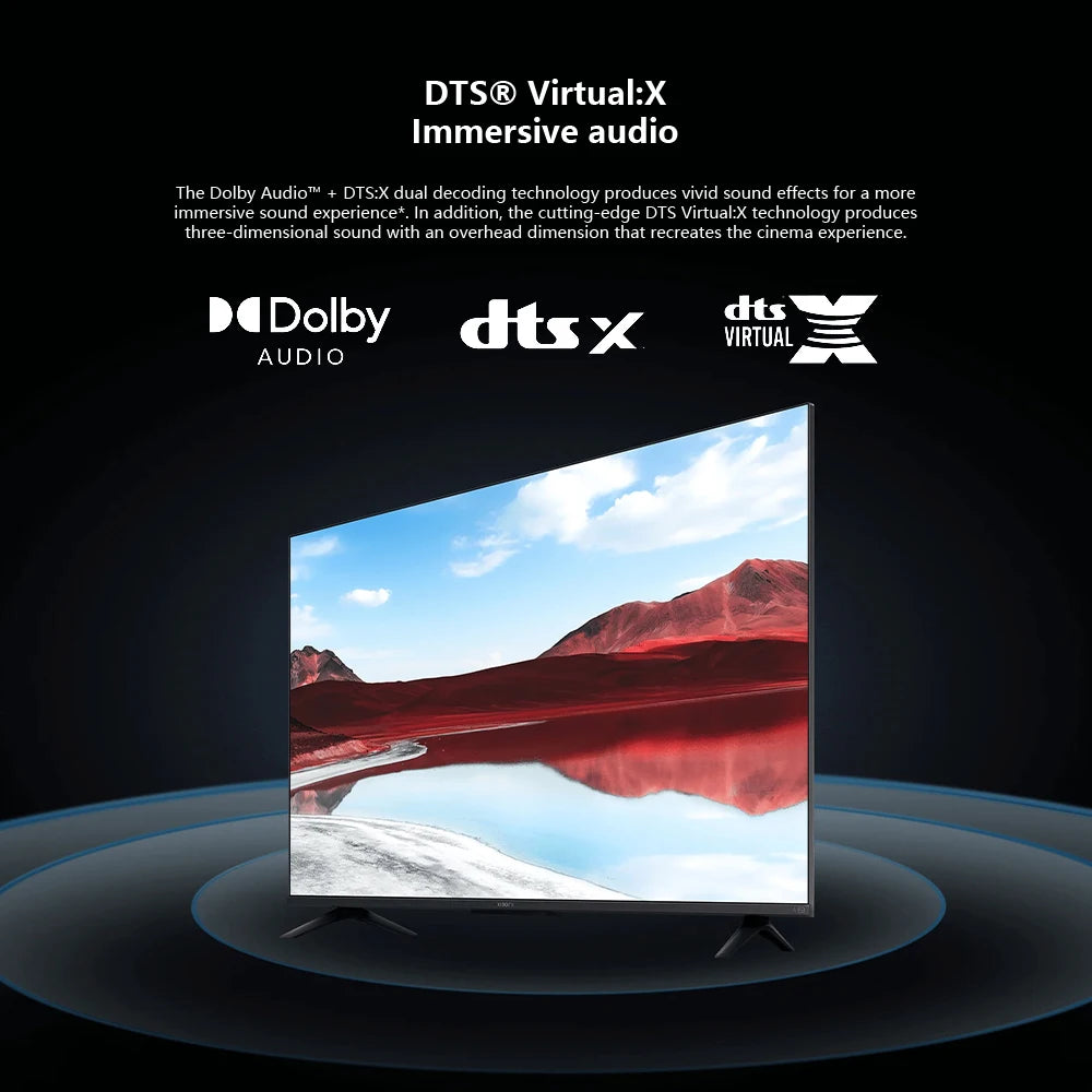 Xiaomi TV A Pro 43 2025 Bright 4K QLED screen with precise colors top-end metal finish with ultra-thin frame immersive soun
