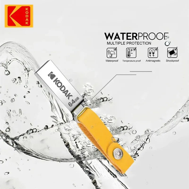 KODAK USB 2.0 Flash Drive 128GB 64GB 32GB Pen Drive Waterproof Mini Memory Stick Leather Metal U Disk