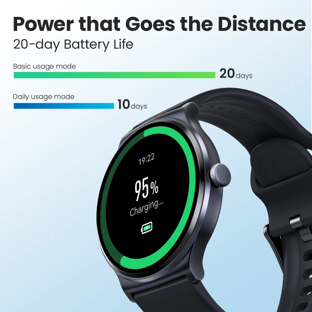 HAYLOU Solar Lite Smart Watch 1.38" HD Display Bluetooth 5.3 Voice Calling SpO2 Heart Rate Monitor 20 Days Endurance Smartwatch