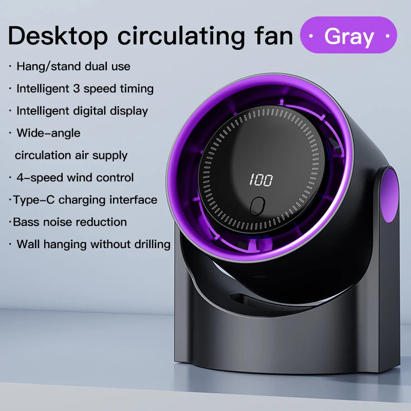 Xiaomi MIJIA Electric Fan Desktop Silent Wall Mounted Air Conditioner Bladeless Fan USB Charging Portable Office Indoor Camping