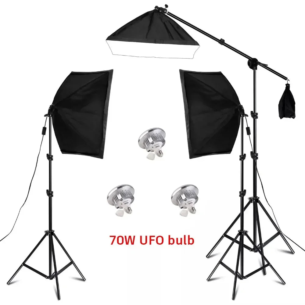 SH 3Pcs SoftBox With Sandbag Professional Photography Photo Studio Softbox Lights Lighting Kit Equipment Boom Arm