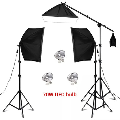 SH 3Pcs SoftBox With Sandbag Professional Photography Photo Studio Softbox Lights Lighting Kit Equipment Boom Arm
