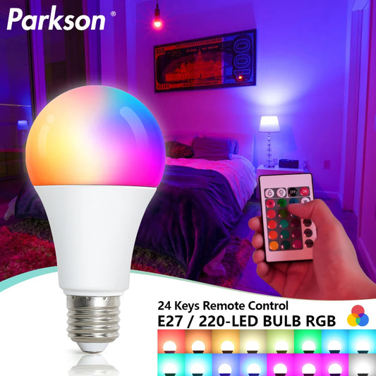 220V E27 RGB LED Light Bulb Bombillas LED 5W 10W 15W IR Remote Control Changeable Colorful RGBW Led Lamp Spotlight Bulb