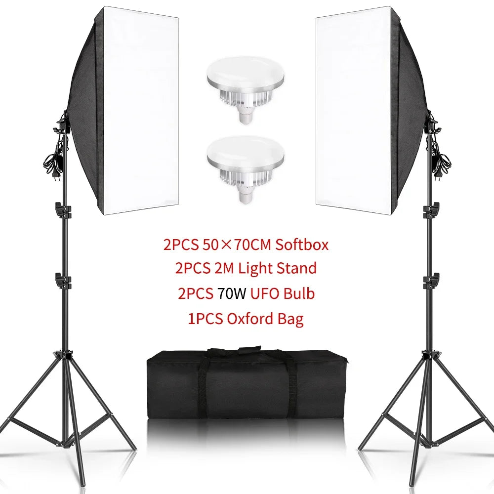 SH 3Pcs SoftBox With Sandbag Professional Photography Photo Studio Softbox Lights Lighting Kit Equipment Boom Arm