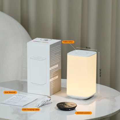 LED Touch Table Lamp with Remote Control USB Rechargeable Night Light RGB Dimmable Bedside Desktop Lamps for Bedroom Living Room