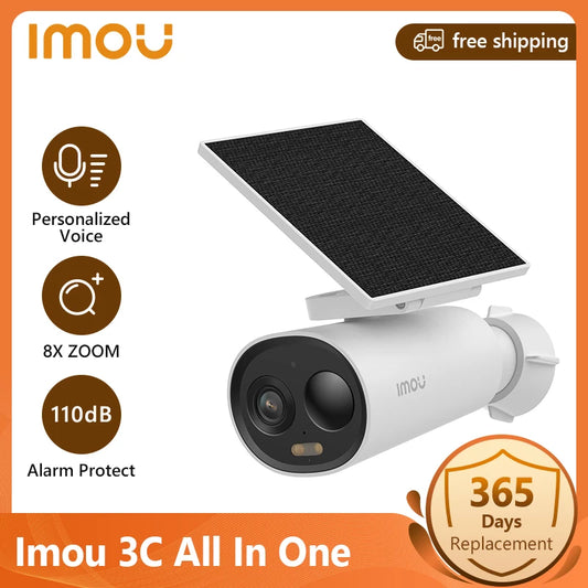 IMOU Cell All In One Panel Set 2K WiFi Camera 5000mAh Battery Wireless IP66 Smart Color Night Vision Home Security Camera