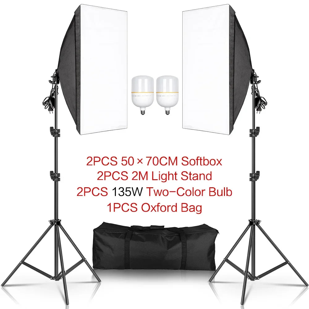 SH 3Pcs SoftBox With Sandbag Professional Photography Photo Studio Softbox Lights Lighting Kit Equipment Boom Arm