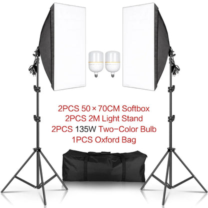 SH 3Pcs SoftBox With Sandbag Professional Photography Photo Studio Softbox Lights Lighting Kit Equipment Boom Arm