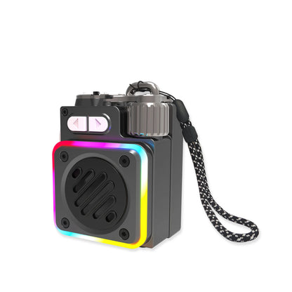 GAMINJA Wireless Bluetooth Metal Mechanical Speaker With LED Display Screen  RGB Desktop Subwoofer Support Calendar Alarm Clock