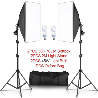SH 3Pcs SoftBox With Sandbag Professional Photography Photo Studio Softbox Lights Lighting Kit Equipment Boom Arm