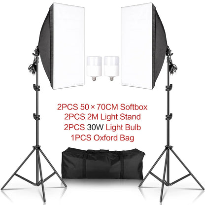 SH 3Pcs SoftBox With Sandbag Professional Photography Photo Studio Softbox Lights Lighting Kit Equipment Boom Arm