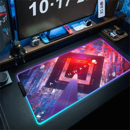 XXL Large PC Gamer Keyboard Desk Mat 900x400 RGB Alienware Gaming Mouse Pad LED Computer Accessories Tapis De Souris Mousepads