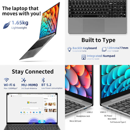 TECLAST F16Pro Laptop 15.6 inch, 16GB RAM 512GB SSD Computers, for Intel N95 CPU, IPS FHD 1080P Screen, WiFi 6, BT 5.0, USB3.2, Backlit Keyboard, 38000mWh