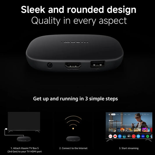 Global Version Xiaomi TV Box S 3rd Gen 4K Ultra HD 2G 32G WiFi BT5.2 Google TV Cast Netflix Smart TV Box Media Player