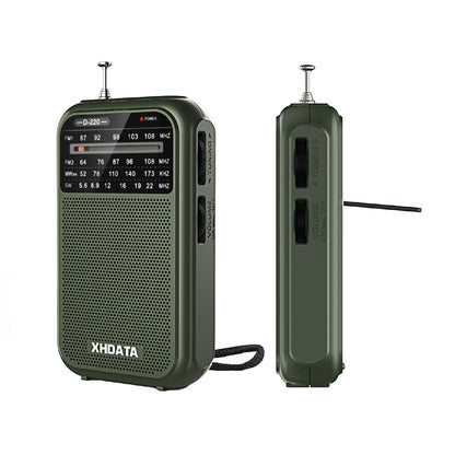 XHDATA D220 Mini Portable Radio Retro Design FM/MW/SW Pocket Radio Good Reception World Receiver DSP Medium Wave Radio D-220