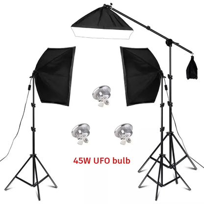 SH 3Pcs SoftBox With Sandbag Professional Photography Photo Studio Softbox Lights Lighting Kit Equipment Boom Arm