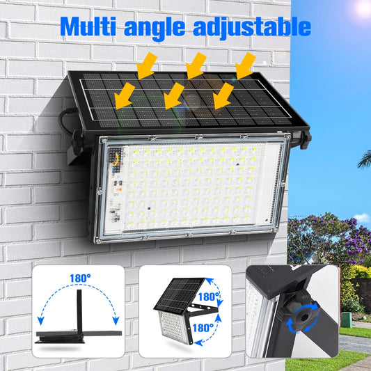 100W 200W LED Portable Solar Floodlight Outdoor Hiking Camping Light Waterproof IP65 Wall Light For Garden Patio Garage Backyard