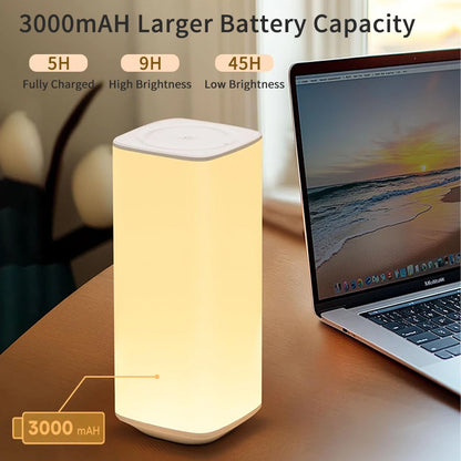 LED Touch Table Lamp with Remote Control USB Rechargeable Night Light RGB Dimmable Bedside Desktop Lamps for Bedroom Living Room