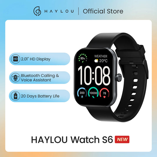 HAYLOU Watch S6 Smartwatch 2.01" HD Display Smart Watch Bluetooth Voice Callings IP68 Waterproof Fitness Tracking Smartwatch