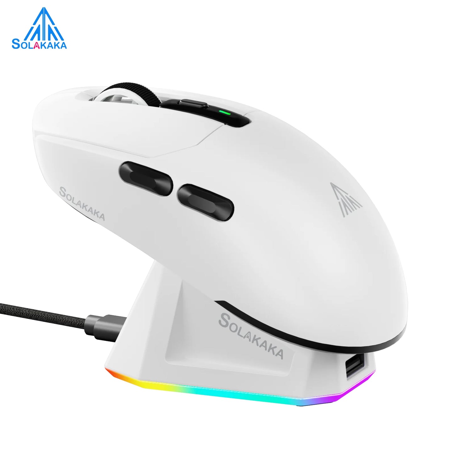 SOLAKAKA SM820 Tri-mode Wireless Mouse Magnetic Rechargeable Dock RGB PAW3311 24000DPI Wireless Macro Gaming Mouse Ultra-Light