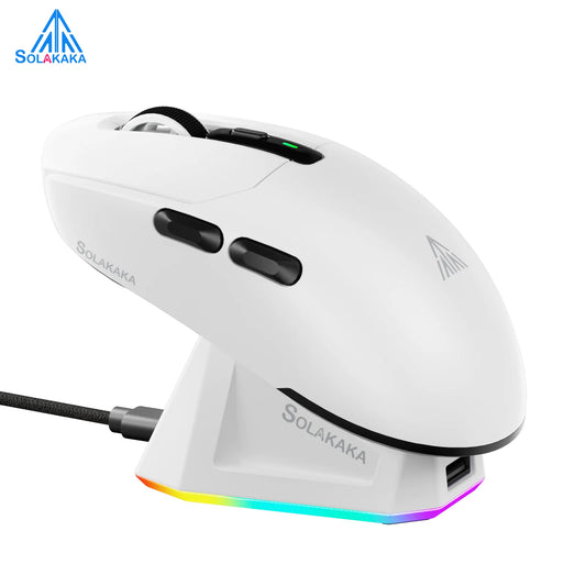 SOLAKAKA SM820 Tri-mode Wireless Mouse Magnetic Rechargeable Dock RGB PAW3311 24000DPI Wireless Macro Gaming Mouse Ultra-Light