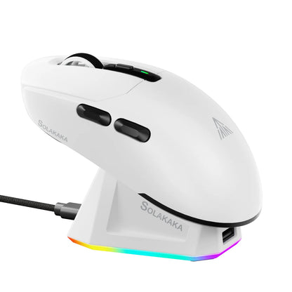 SOLAKAKA SM820 Tri-mode Wireless Mouse Magnetic Rechargeable Dock RGB PAW3311 24000DPI Wireless Macro Gaming Mouse Ultra-Light