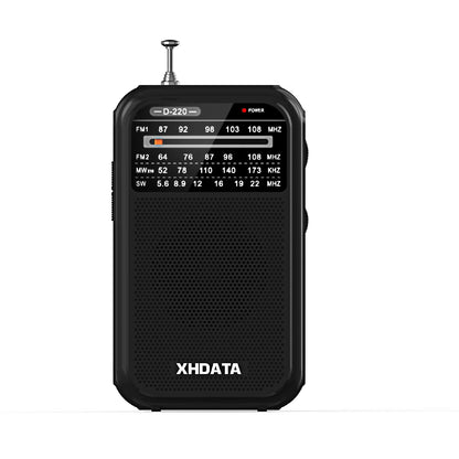 XHDATA D220 Mini Portable Radio Retro Design FM/MW/SW Pocket Radio Good Reception World Receiver DSP Medium Wave Radio D-220