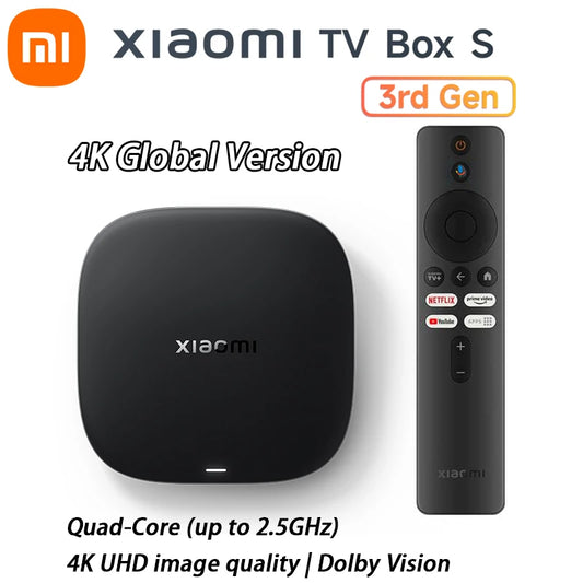 Global Version Xiaomi TV Box S 3rd Gen 4K Ultra HD 2G 32G WiFi BT5.2 Google TV Cast Netflix Smart TV Box Media Player