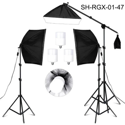SH 3Pcs SoftBox With Sandbag Professional Photography Photo Studio Softbox Lights Lighting Kit Equipment Boom Arm