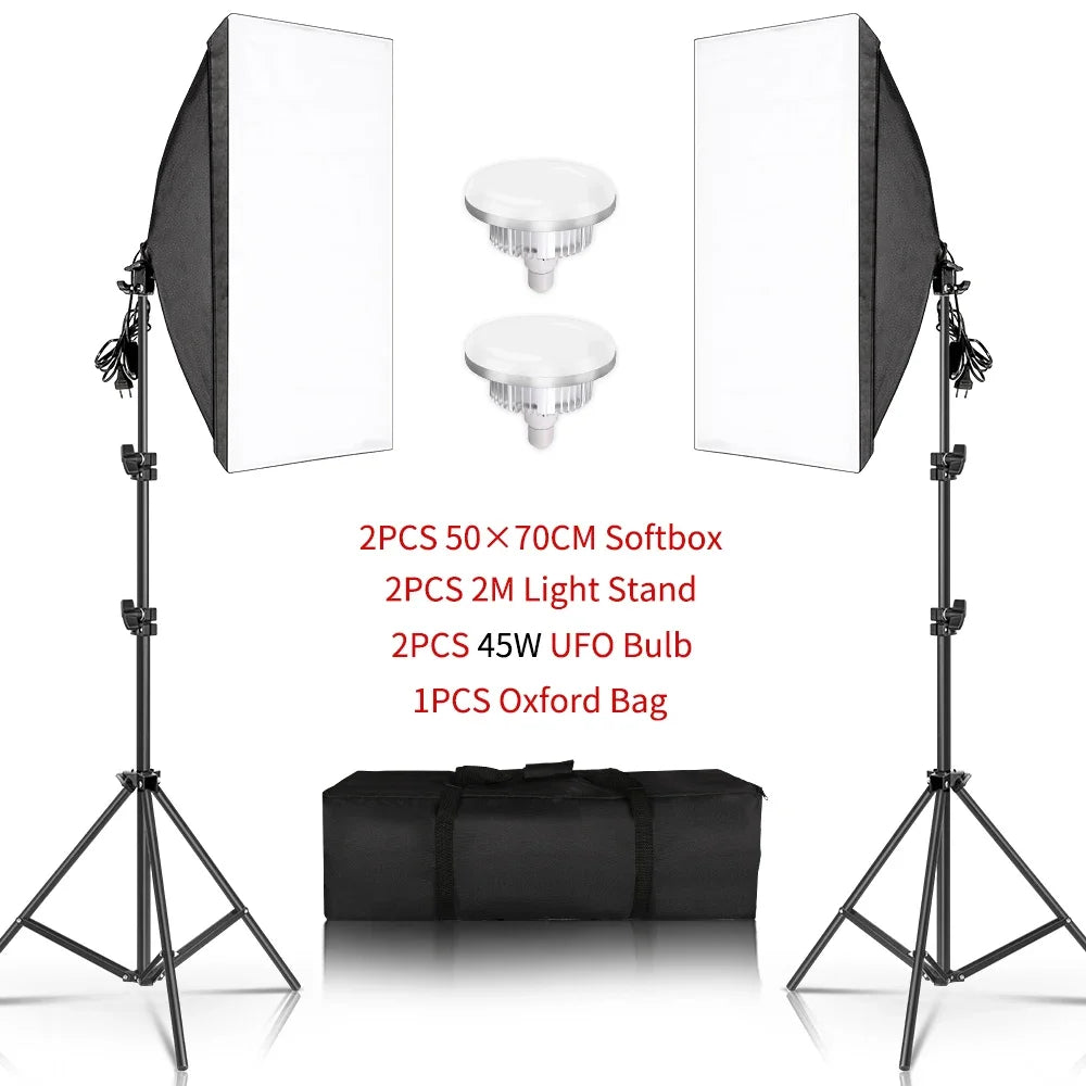 SH 3Pcs SoftBox With Sandbag Professional Photography Photo Studio Softbox Lights Lighting Kit Equipment Boom Arm