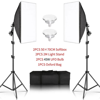 SH 3Pcs SoftBox With Sandbag Professional Photography Photo Studio Softbox Lights Lighting Kit Equipment Boom Arm