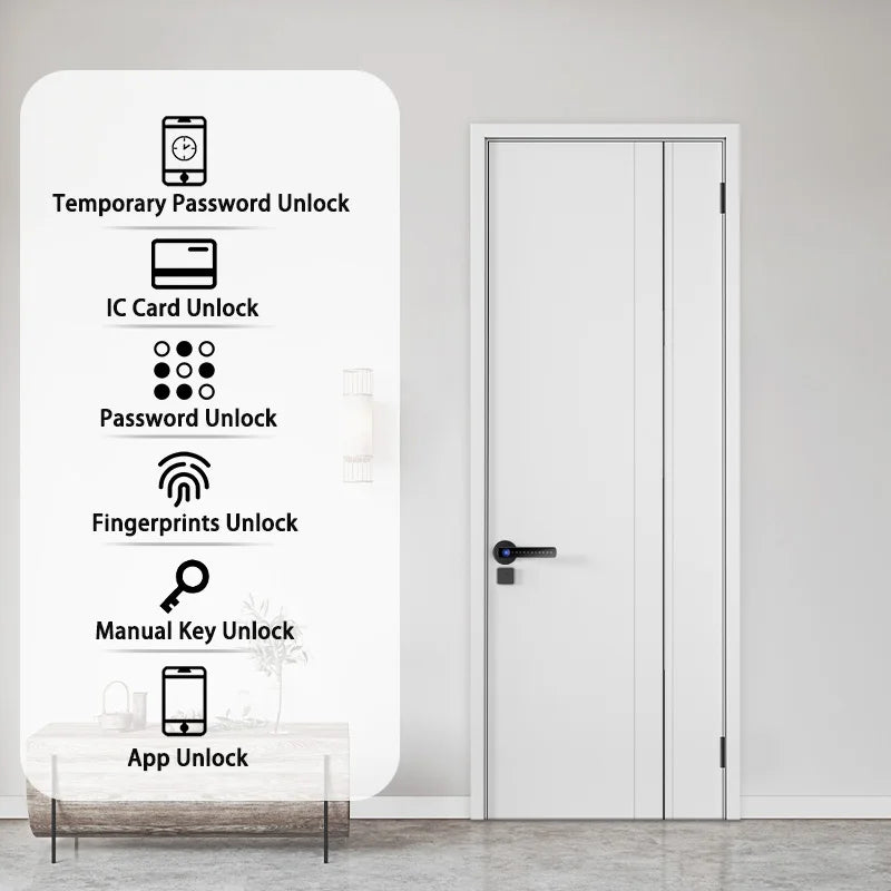 XSDTS M5 Tuya BLE Fingerprint Door Lock Digital Electronic Lock with Password/Key/IC Card/ Smartlife/ Tuya APP Unlock