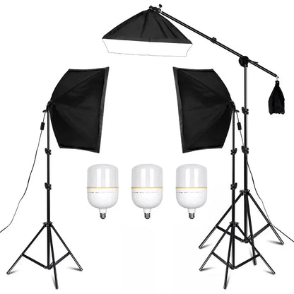 SH 3Pcs SoftBox With Sandbag Professional Photography Photo Studio Softbox Lights Lighting Kit Equipment Boom Arm
