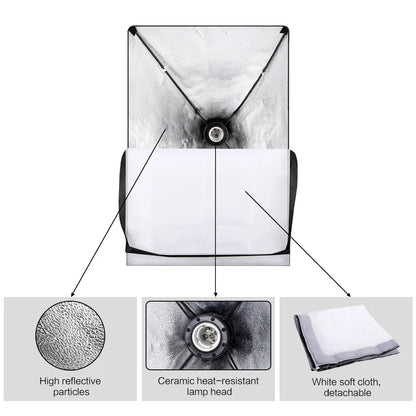 SH 3Pcs SoftBox With Sandbag Professional Photography Photo Studio Softbox Lights Lighting Kit Equipment Boom Arm